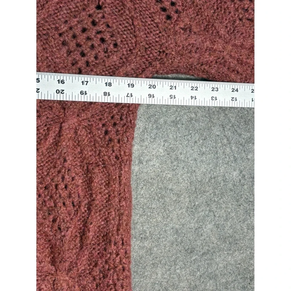 Madewell Pointelle Cable Knit Sweater XS‎ Rosewood Pink Wool Blend NG747 FA22